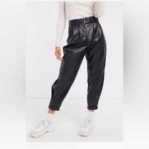 Slouchy faux leather high waisted pants